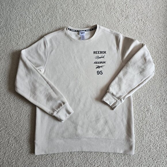Vintage Reebok Sweatshirt Medium White Multiple Logo - Picture 1 of 6